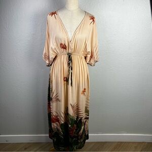 World Market Boho Beach Peasant Multicolor Geometric Maxi Dress Size L/XL